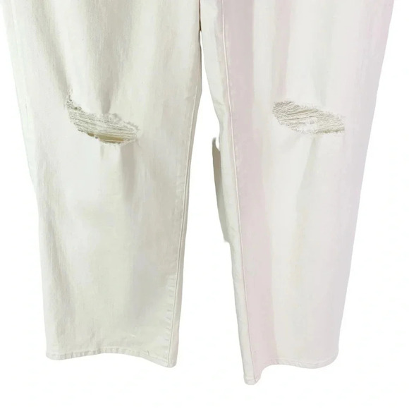 Hudson Rosalie Wide Leg Distressed Knee High Rise Jeans Tan Linen Size 30 NWT - Picture 4 of 12